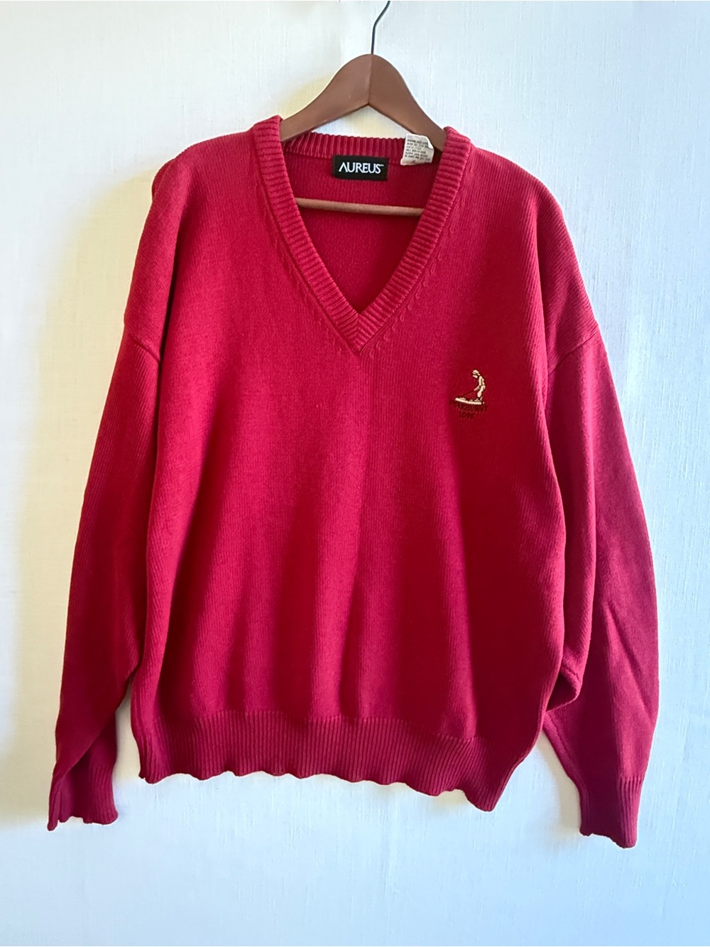 Vintage Pinehurst 1895 Golf V-Neck Sweater Mens XXL Red Acrylic Cotton USA